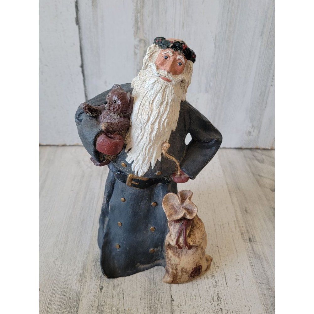 Vintage old world Santa Claus folk‎ art Rare teddy bear Xmas decor